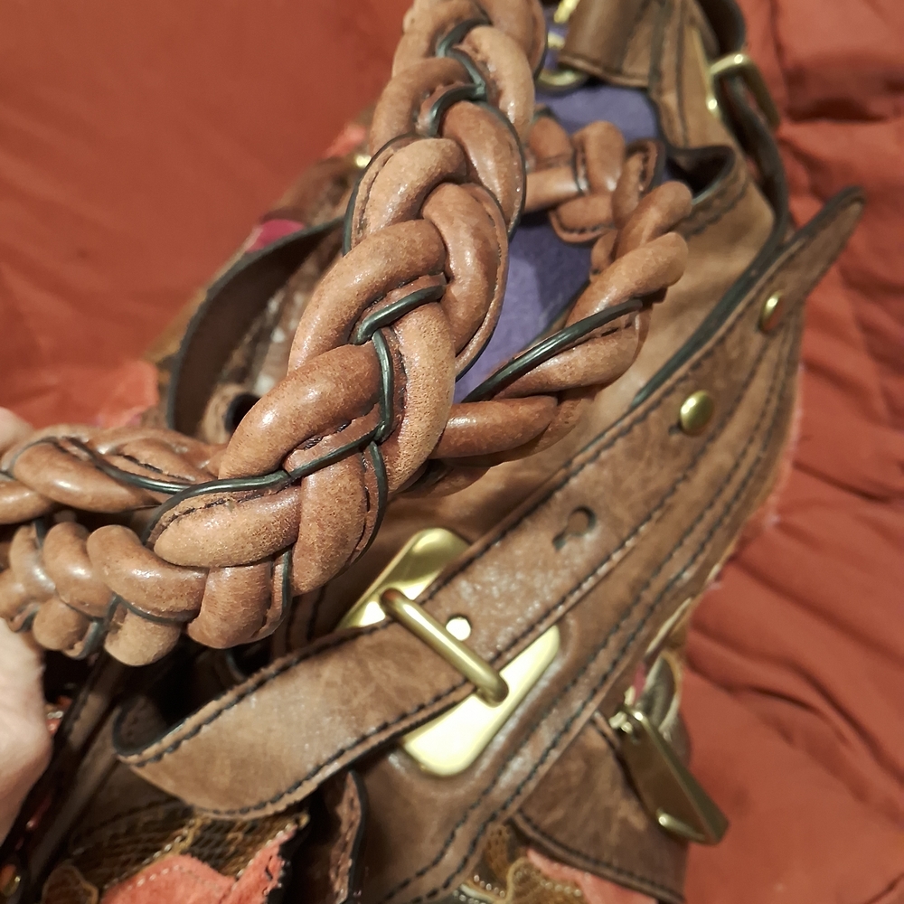 Fossil Multicolor Patchwork Satchel - image 6